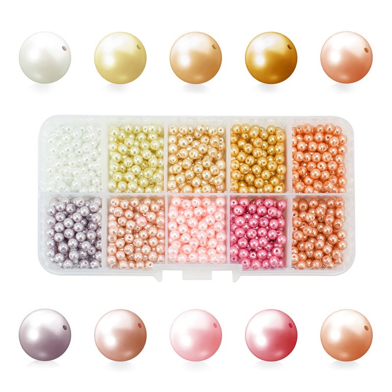 BEADNOVA Satin Pearls Beads for Crafts Tiny Loose Glass Imitation Pearls for Jewelry Making (4mm, 1000pcs, Multi Color) - Image 2